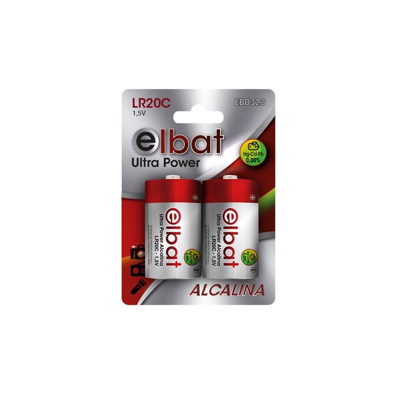 Elbat Lot de 2 Piles Alcalines LR20C