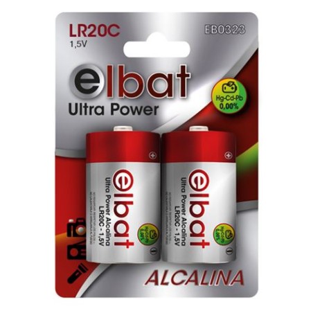 ✅ Elbat Lot de 2 Piles Alcalines LR20C couleur en stock