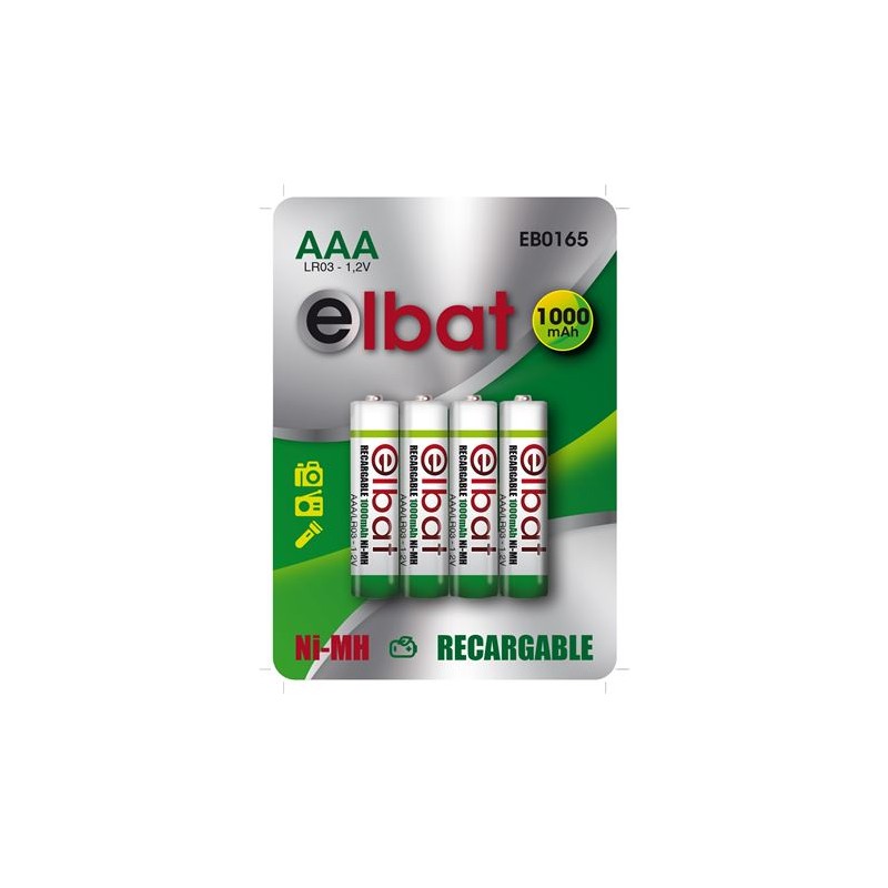 Elbat Pack de 4 Piles Rechargeables LR03 AAA 1000mAh