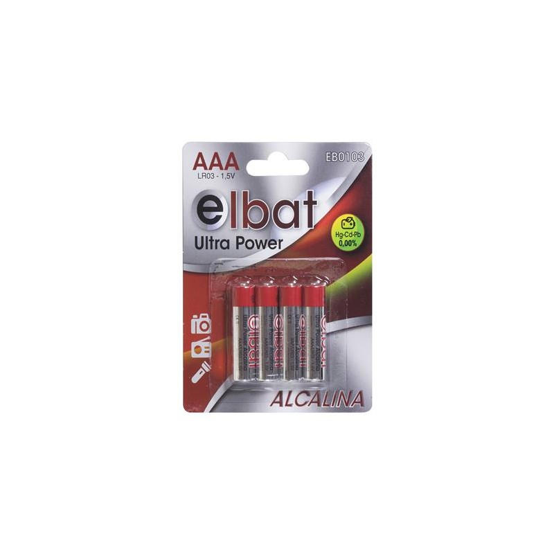 Elbat Lot de 4 piles alcalines LR03/AAA