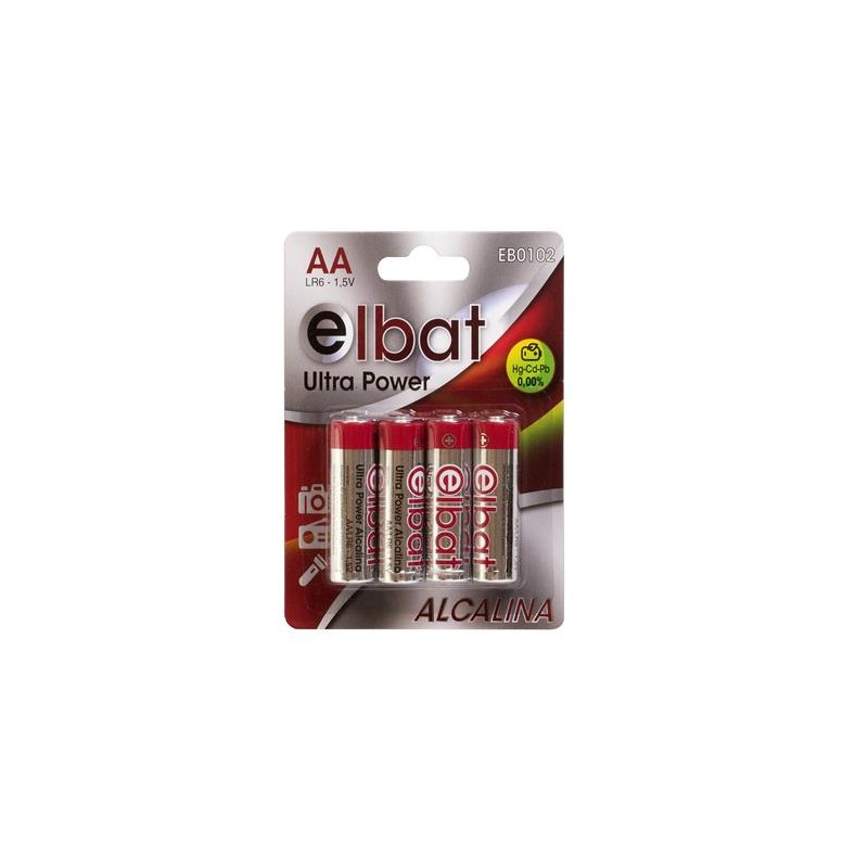 Elbat Lot de 4 piles alcalines LR6/AA