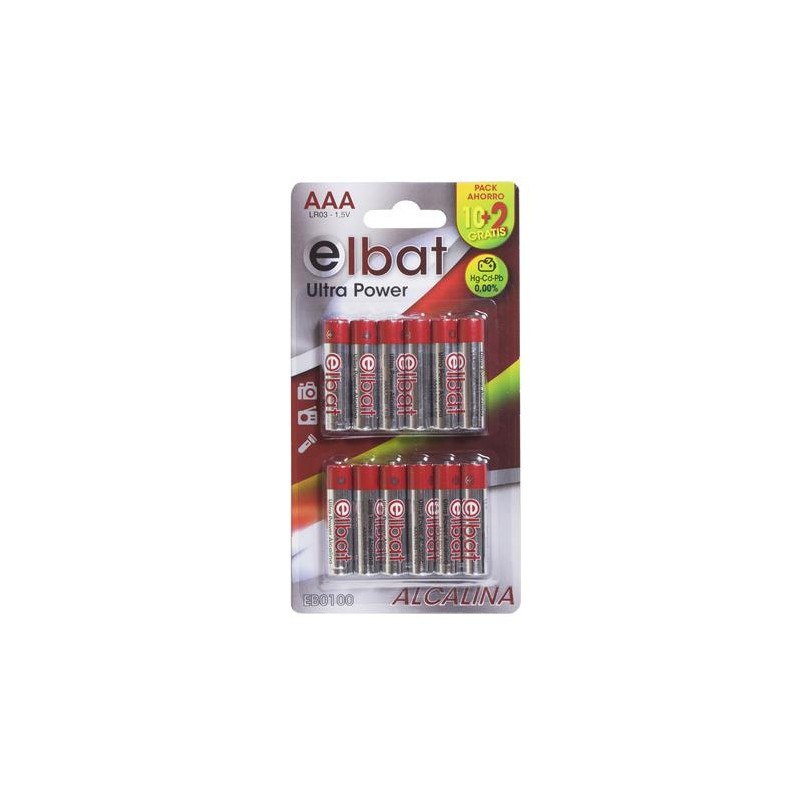 Elbat Lot de 12 piles alcalines LR03/AAA
