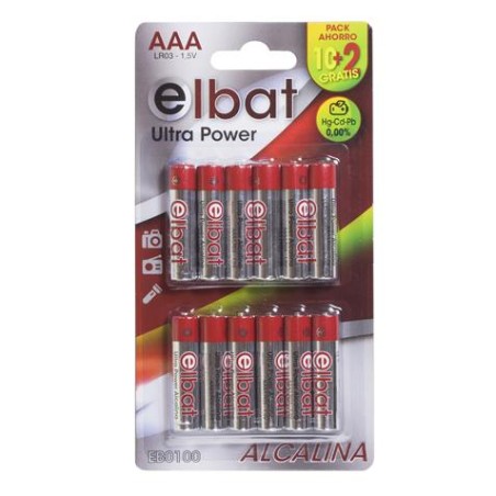 ✅ Elbat Lot de 12 piles alcalines LR03/AAA couleur en stock