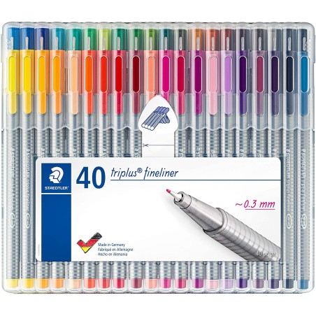 ✅ Staedtler Trpl. 40 Feutres Fins Assortis couleur en stock