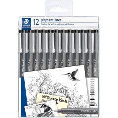✅ Staedtler Pigment Liner 308 Lot de 12 stylos couleur en stock