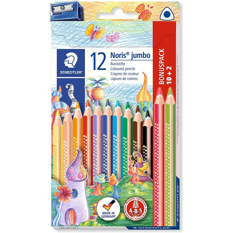 Staedtler Jumbo Noris 128 Lot 12 Crayons Assortis