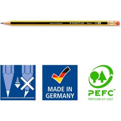 ✅ 12 Staedtler Noris 122 Crayons HB+Gomme couleur en stock