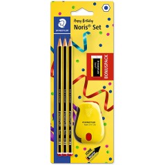 ✅ Staedtler Noris 120 Pack de 3 Crayons Graphite Hexagonaux + Gomme + Taille-Crayon couleur en stock