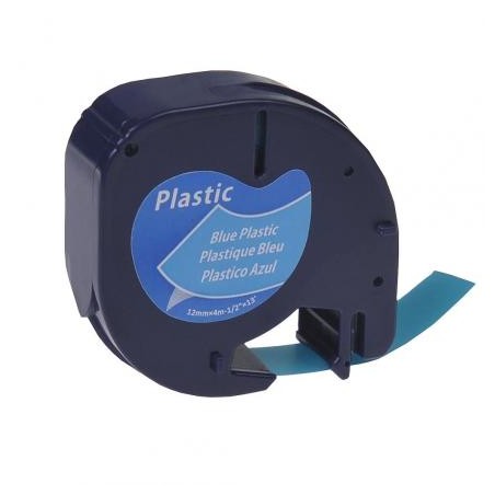 ✅ Ruban compatible Dymo LetraTag S0721650 - Texte noir sur fond bleu - Largeur 12 mm x 4 mètres couleur Noir/bl en stock