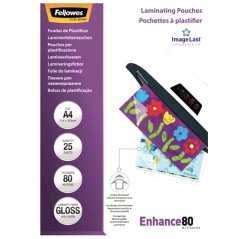 ✅ Fellowes Lot de 25 pochettes de plastification brillantes A4 - 80 microns - Haute qualité - Transparent en stock