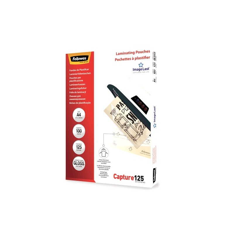 Fellowes Pochettes de plastification A4 - 125 microns - Lot de 100 - Transparent Fellowes Pochettes de plastification A4 - 125 microns - Lot de 100 - Transparent