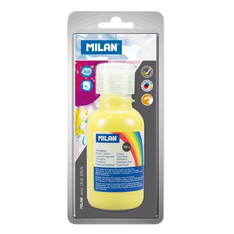 Milan Flacon Tempera 125 ml, Jaune Citron Milan Flacon Tempera 125 ml, Jaune Citron