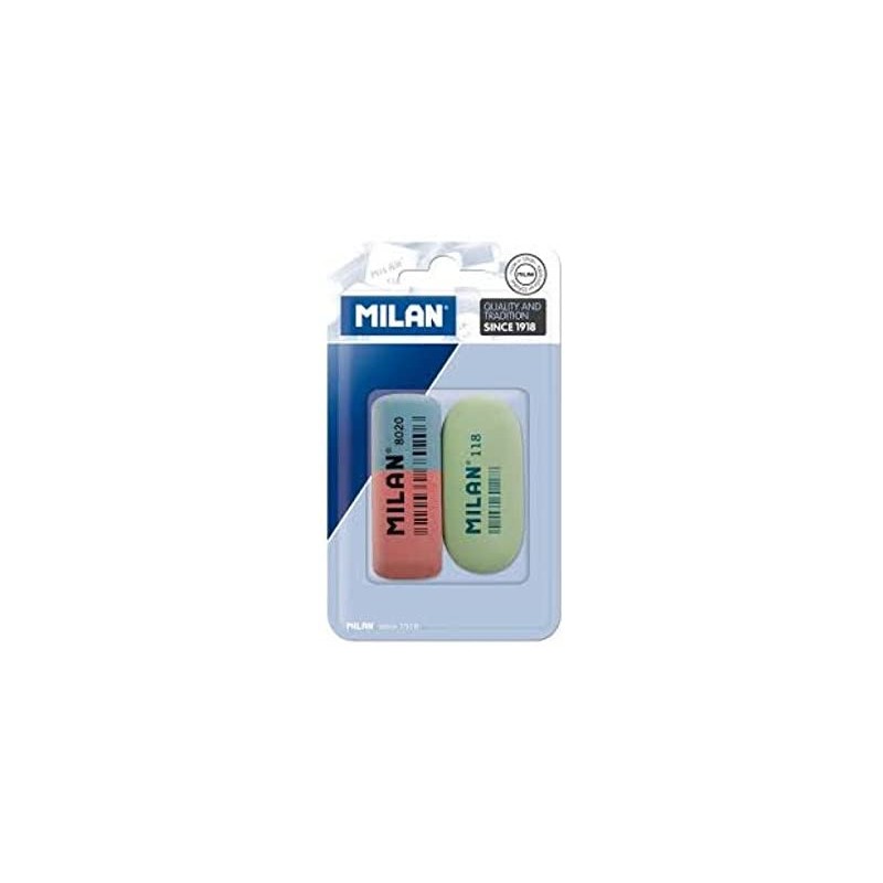 Gommes Milan 8020 et 118 pack de 2 pour papeterie