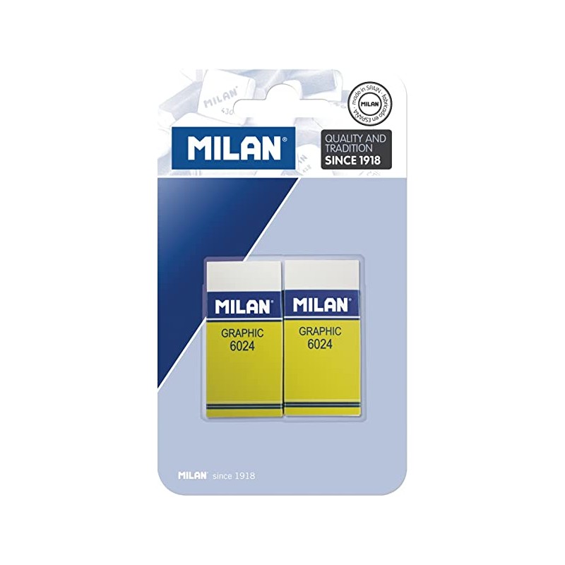 Gomme Milan Nata 6024 lot de 2 effaceur papeterie