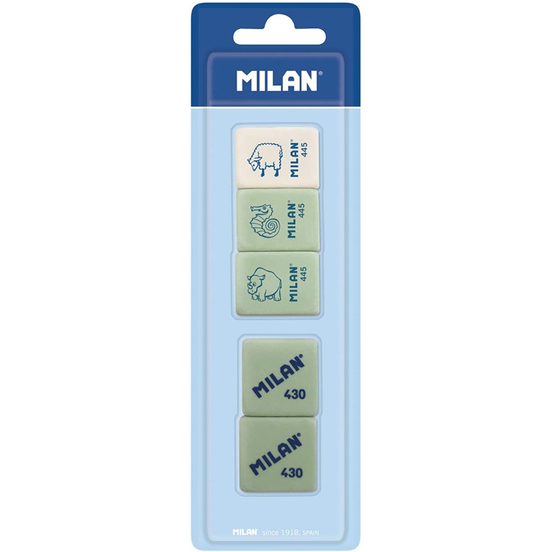 Gommes Milan 445 crème et 430 carrées pack de 5 Gommes Milan 445 crème et 430 carrées pack de 5