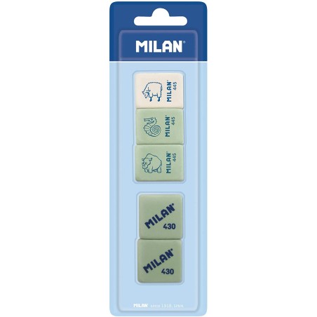Gommes Milan 445 crème et 430 carrées pack de 5