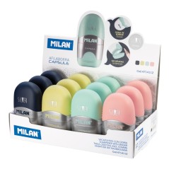 Taille-crayons acier avec gomme - Milan - Lot de 12