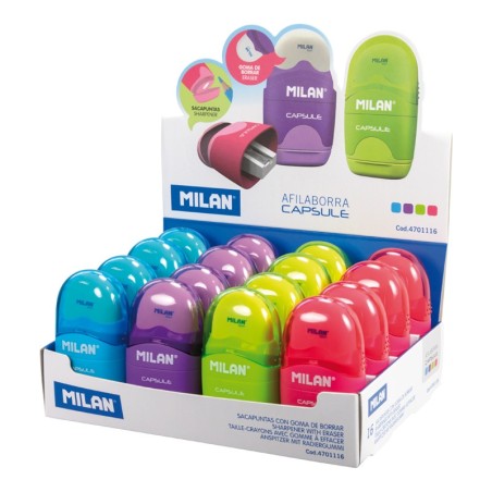 ✅ Lot de 12 Taille-crayons Lame Acier - Gomme couleur en stock