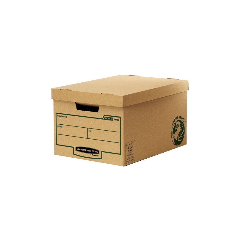 LOT de 10 Fellowes Bankers Box Earth Maxi File Container - Assemblage manuel - Carton recyclé certifié FSC - Couleur Marron