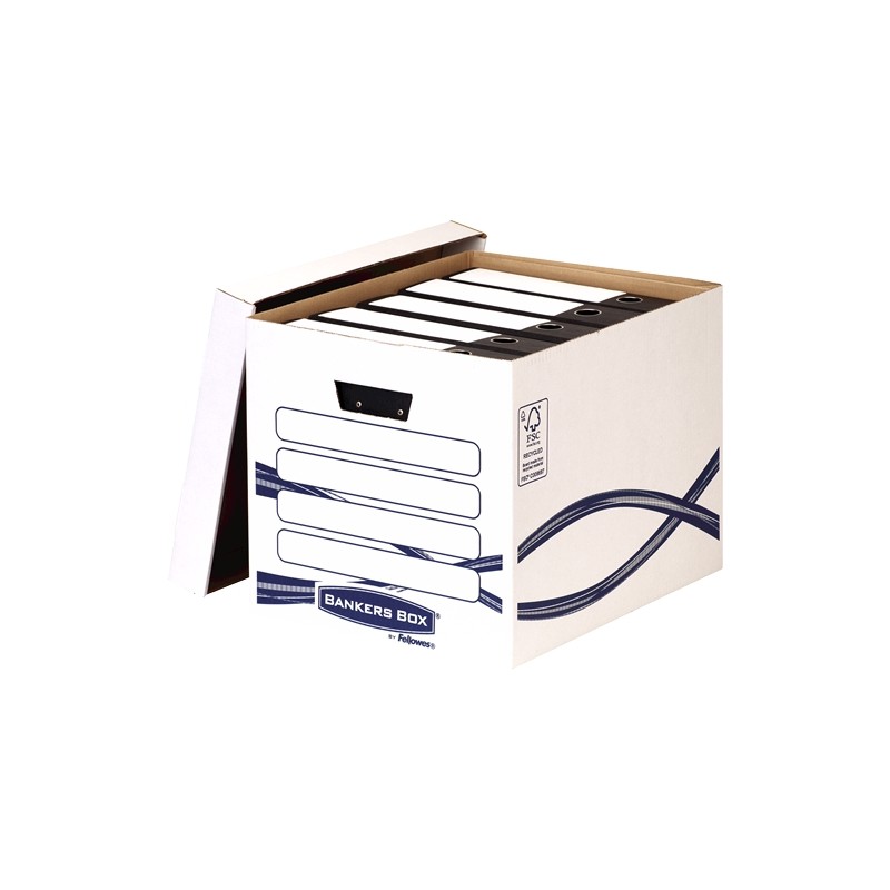 LOT de 10 Fellowes Bankers Box Basic Maxi File Container - Assemblage manuel - Carton recyclé certifié FSC