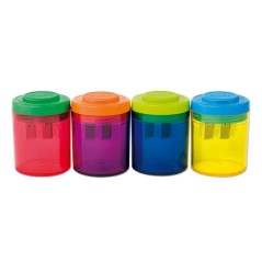 ✅ Lot de 12 Taille-Crayons avec réservoir couleur en stock