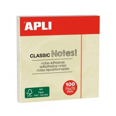 ✅ Apli Classic Bloc de 100 Notes Autocollantes 75 x 75 mm - Couleur Jaune en stock