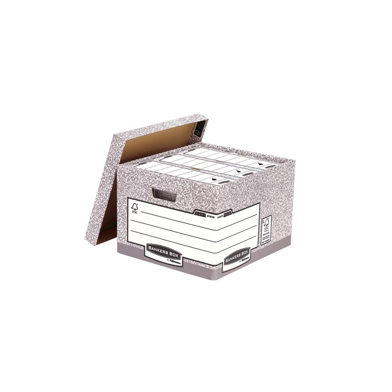 Fellowes Bankers Box Folio File Container - Assemblage rapide autonome - Carton recyclé certifié FSC - Couleur grise (Lot de 10)