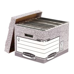 LOT de 10 Conteneur de fichiers Fellowes Bankers Box - Fastfold Self Assembly - Carton recyclé certifié FSC - Couleur grise