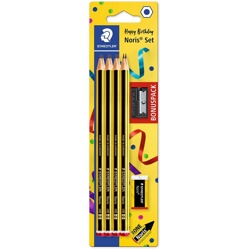 Crayons graphite HB Staedtler Noris 120 — pack de 8 — gomme, taille-crayon