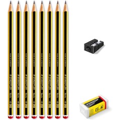 Crayons graphite HB Staedtler Noris 120 — pack de 8 — gomme, taille-crayon