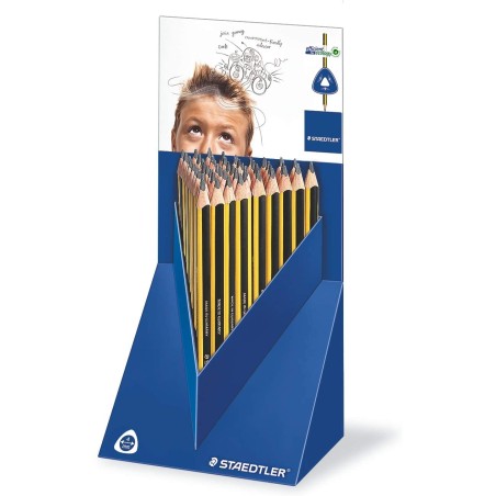 ✅ Staedtler Jumbo Noris 119 Présentoir avec 48 crayons graphite triangulaires - Mine HB - Résistance à la rup en stock