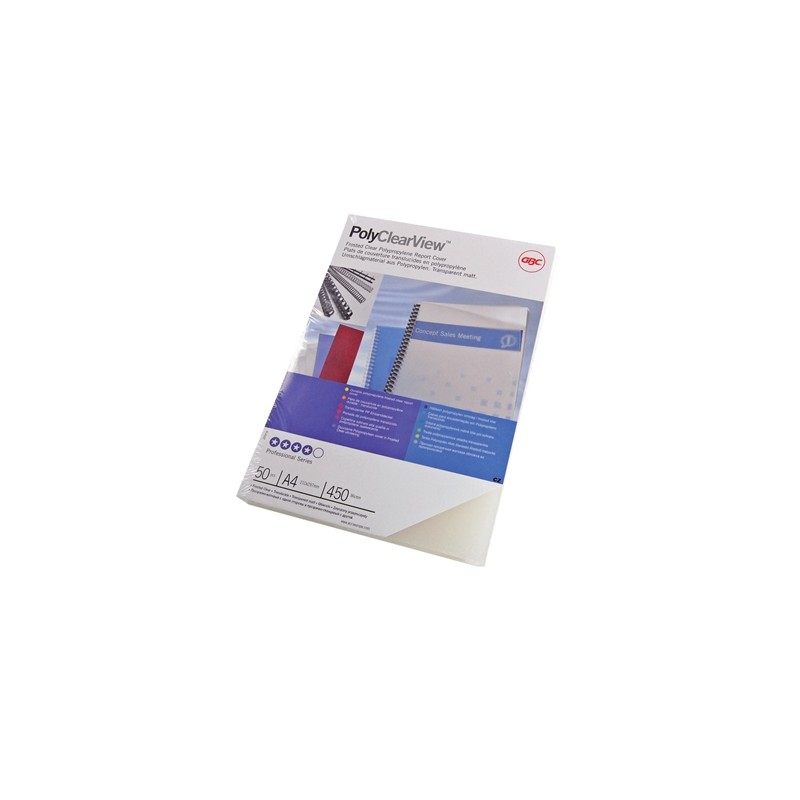 GBC PolyClearView Lot de 100 couvertures de reliure A4 - 300 microns - Transparent mat