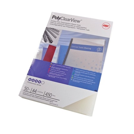 ✅ GBC PolyClearView Lot de 100 couvertures de reliure A4 - 300 microns - Transparent mat couleur en stock