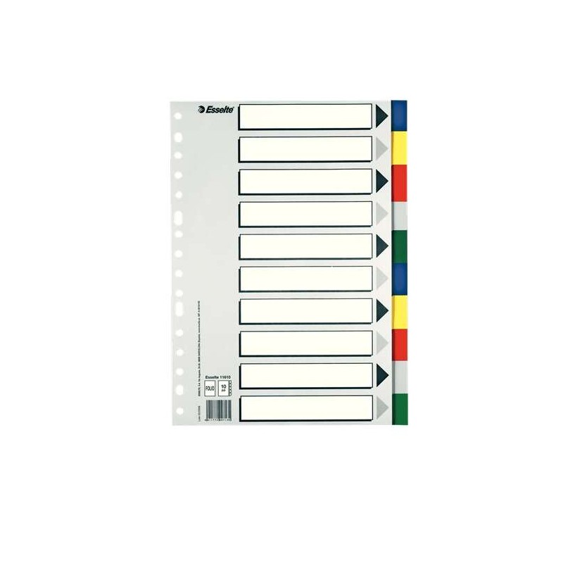 Intercalaires Plastique - 10 Onglets / 5 Couleurs - Multi-trous - Format Folio Intercalaires Plastique - 10 Onglets / 5 Couleurs - Multi-trous - Format Folio