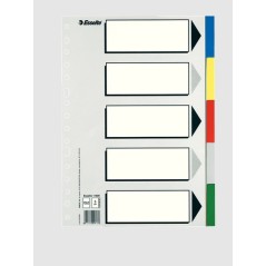 ✅ Intercalaires Plastique Esselte - 5 Onglets / 5 Couleurs - Multi-trous - Format Folio en stock