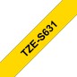 Brother TZeS631 Original Ruban d'étiquettes plastifiées super adhésives - Texte noir sur fond jaune - Largeur 12 mm x 8 mètres