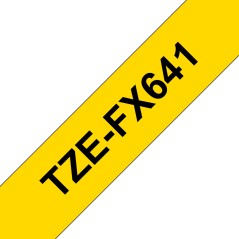 ✅ Brother TZeFX641 Original Ruban d'étiquettes plastifiées flexibles - Texte noir sur fond jaune - Largeur 18 en stock