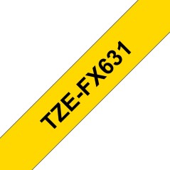 ✅ Brother TZeFX631 Original Ruban d'étiquettes plastifiées flexibles - Texte noir sur fond jaune - Largeur 12 en stock