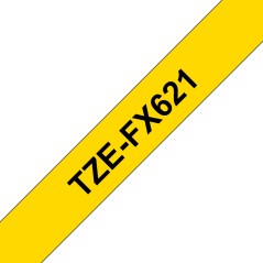 ✅ Brother TZeFX621 Ruban d'étiquettes plastifiées flexibles - Texte noir sur fond jaune couleur Noir/jaune en stock