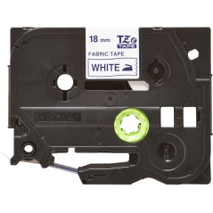 ✅ Brother TZeFA4 Original Textile Label Tape - Texte bleu sur fond blanc - Largeur 18 mm x 3 mètres couleur Ble en stock