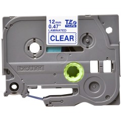 â Brother TZe133 Original Ruban d'Ã©tiquettes laminÃ©es - Texte bleu sur fond transparent - Largeur 12 mm x 8 mÃ en stock