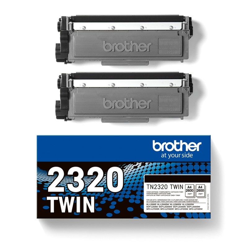 Brother TN2320 Noir Lot de 2 cartouches de toner d'origine - TN2320TWIN Brother TN2320 Noir Lot de 2 cartouches de toner d'origine - TN2320TWIN