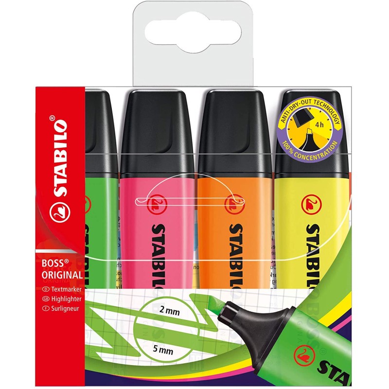 Marqueurs Fluo Stabilo Boss | Pack de 4 - Papeterie