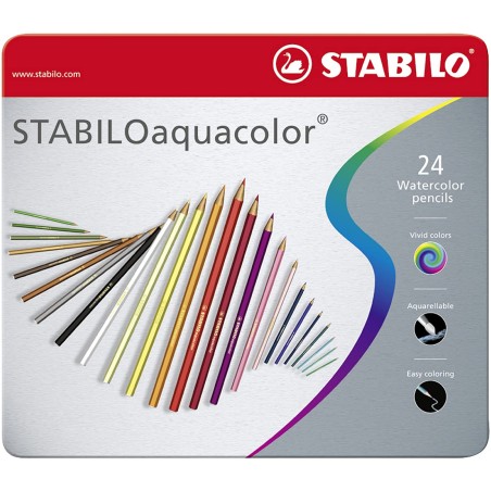 ✅ Pack 24 Crayons Stabilo Aquacolor 2,8 mm couleur en stock