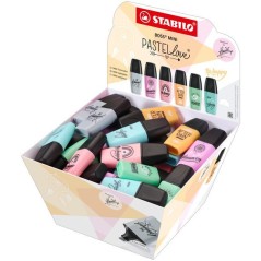 Boîte 50 surligneurs mini pastel Stabilo