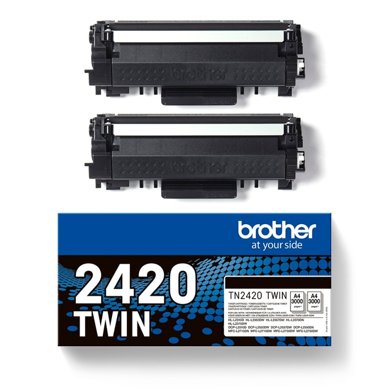 Brother TN2420 Noir Lot de 2 cartouches de toner d'origine - TN2420TWIN Brother TN2420 Noir Lot de 2 cartouches de toner d'origine - TN2420TWIN