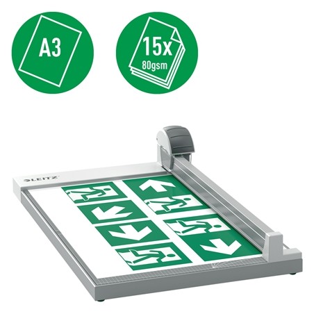 Cisaille à papier Leitz Precision Office A3 - Coupe jusqu'à 15 feuilles - Format A3 - Lame rotative
