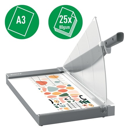 Cisaille à papier Leitz Precision Office Pro A3 - Coupe jusqu'à 25 feuilles - Format A3 - Acier rectifié avec précision