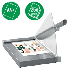 Cisaille à papier Leitz Precision Office Pro A4+ - Coupe jusqu'à 25 feuilles - Format A4 - Cutter en acier rectifié avec