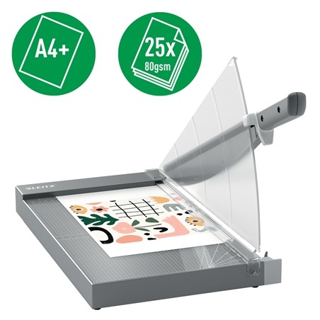 Cisaille à papier Leitz Precision Office Pro A4+ - Coupe jusqu'à 25 feuilles - Format A4 - Cutter en acier rectifié avec